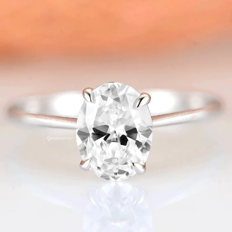 ladies engagement rings ocean-2CT Moissanite Engagement Ring- 14K White Gold