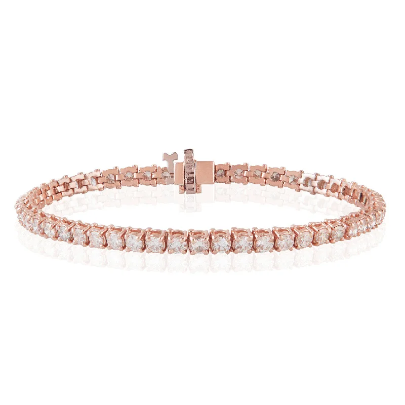 Ladies bracelets art deco charm -14k Rose Gold Diamond Tennis Bracelet