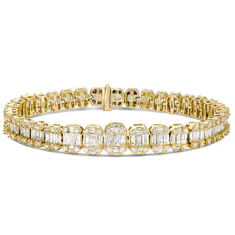 Ladies bracelets green glow -10K Gold 11.5ct Baguette Diamond Bracelet