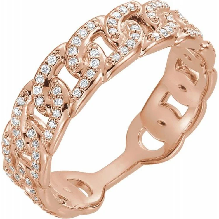 ladies rings lightweight-14K Rose 1/4 CTW Diamond Stackable Chain Link Ring