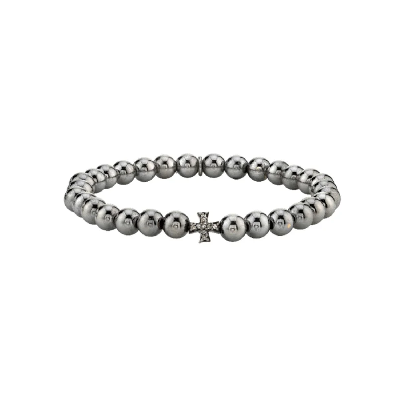 Ladies bracelets proposal glow -Cross Silver Bead Bracelet  B0001496