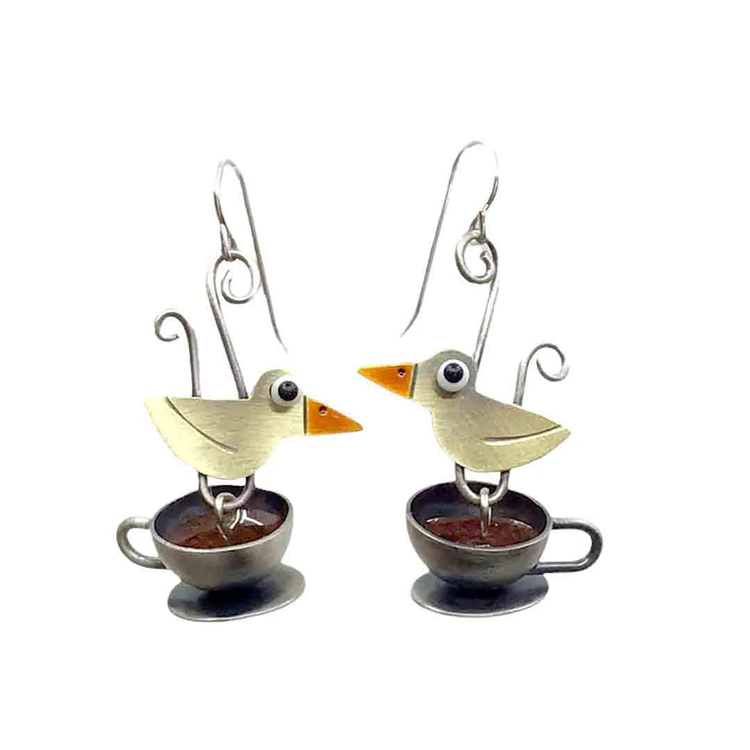 ladies earrings infinity-Tea For Two Earrings