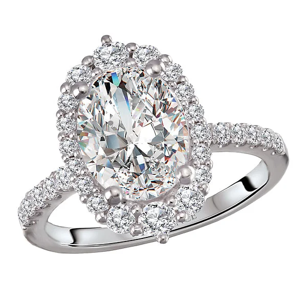 ladies rings rainbow-Halo Semi-Mount Diamond Ring