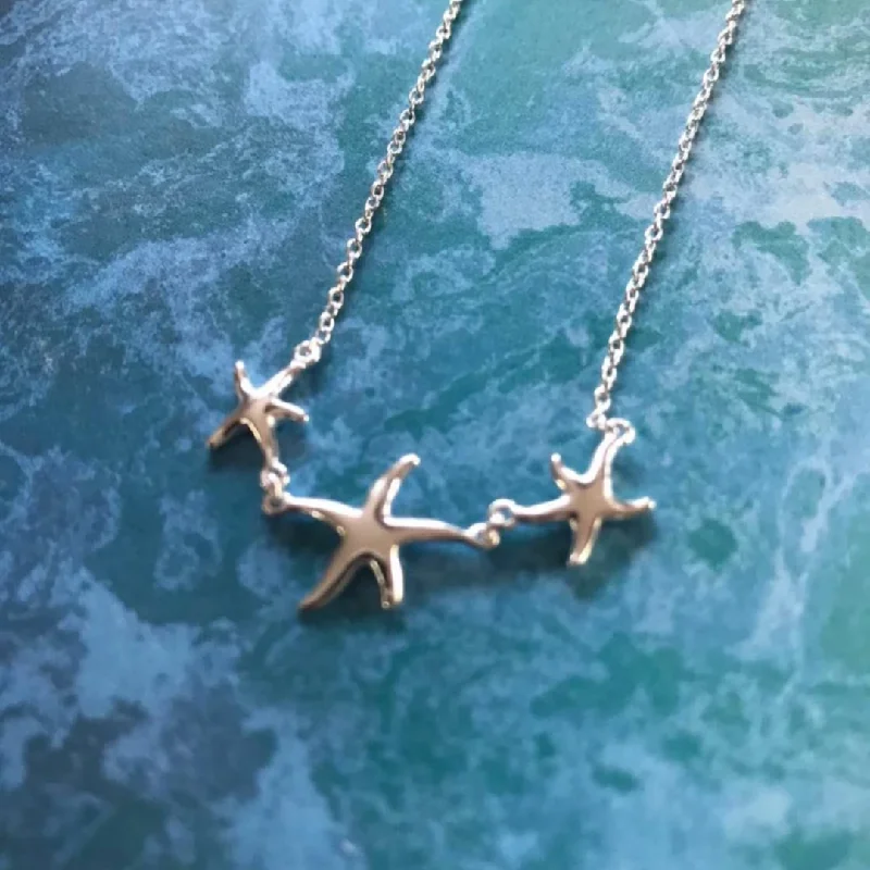 Ladies necklaces emerald drop -Shaz's Triple Starfish Necklace