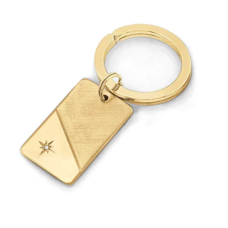 ladies rings proposal-Gold Finish Tu-Tone Key Ring with .05pt Diamond