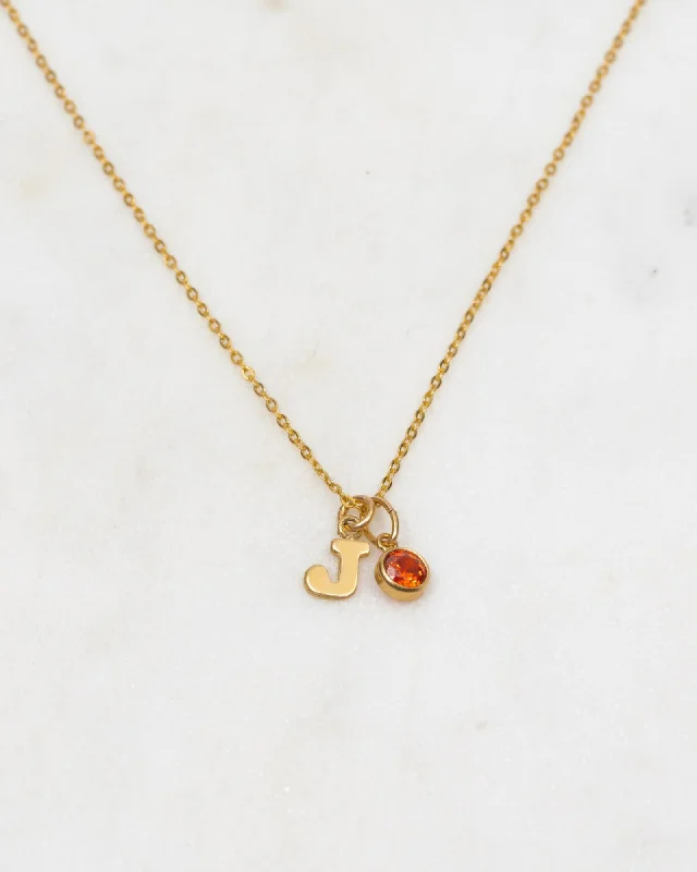 Ladies necklaces clearance sale -Initial J with Birthstone Necklace