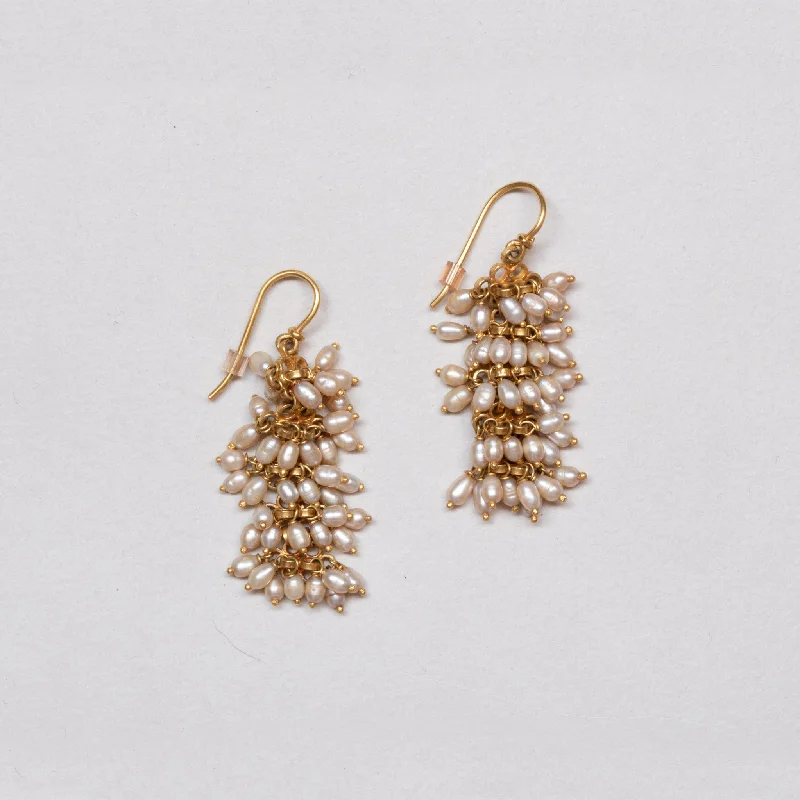 ladies earrings budget-Gold Plated Earrings with Pearls