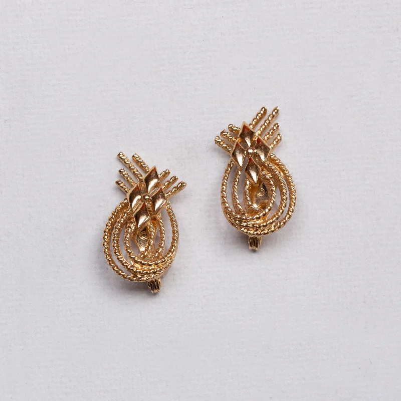 ladies earrings best-Vintage Monet Gold Rope Knot Clip-on Earrings