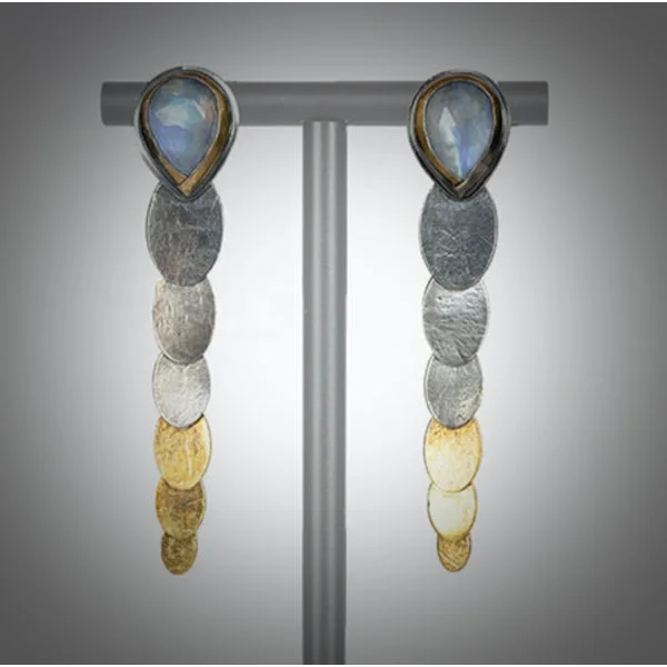 ladies earrings polished-Oval Sky Blue Kyanite Pivot Drop Earrings