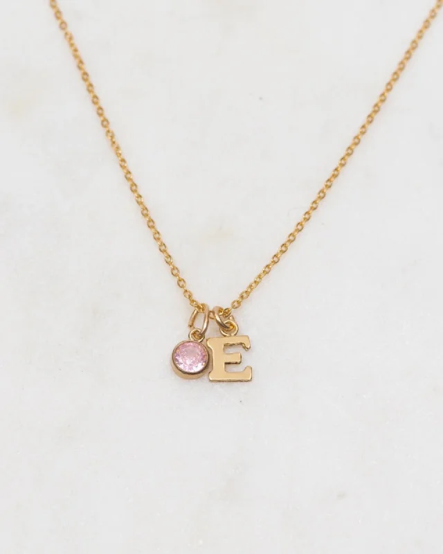 Ladies necklaces lightweight -Initial E with Birthstone Necklace