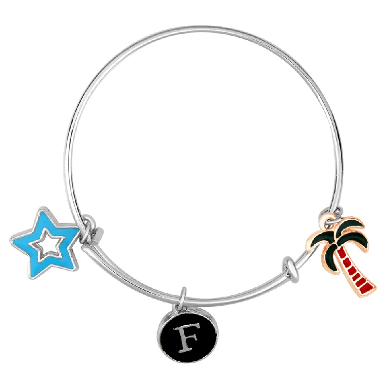 Ladies bracelets bold shine -Mahi F Letter Star & Coconut Tree Shaped Enamel Work Charms Kids Bracelets for Kids (BRK1100962M)