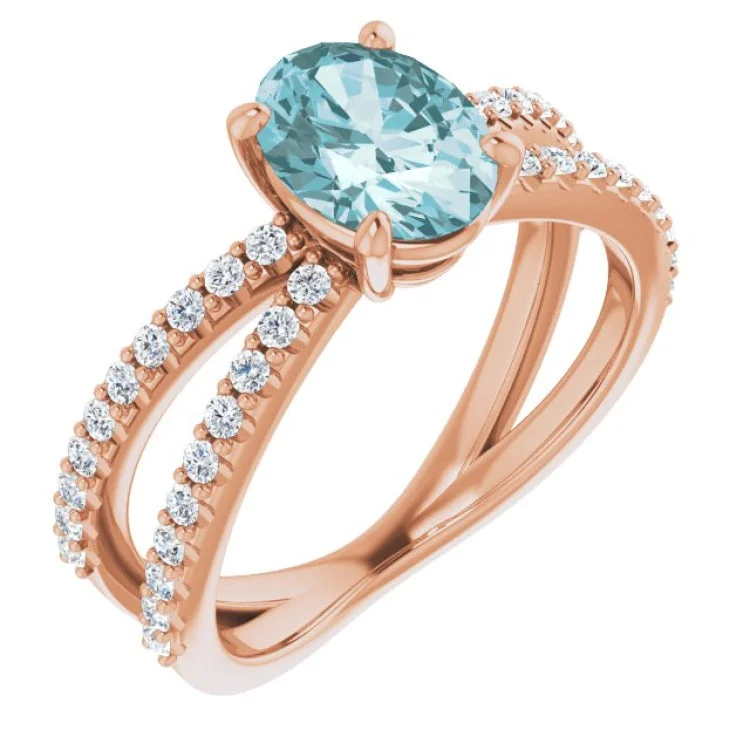 ladies rings topaz-14K Rose Natural Sky Blue Topaz & 1/3 CTW Natural Diamond Ring