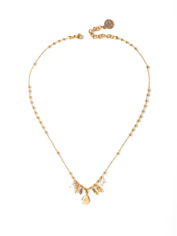 Ladies necklaces red carpet style -Elara Gold Necklace