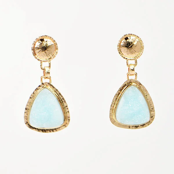 ladies earrings symmetrical-Drusy Hemimorphite Earrings