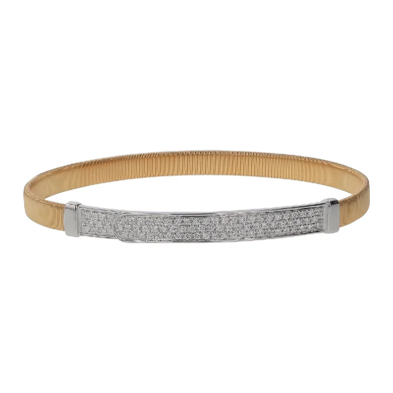 Ladies bracelets 1950s shine -Masai Diamond Bangle Bracelet in 18K Yellow and White Gold