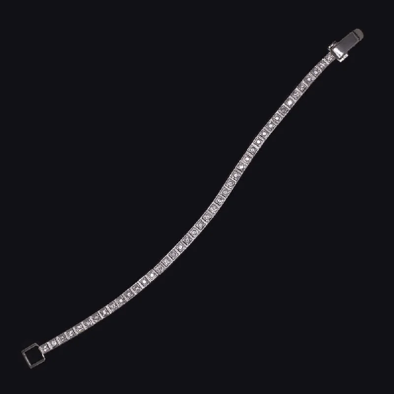 Ladies bracelets thai glow -1.5 CARAT F-G VS VINTAGE DIAMOND TENNIS BRACELET 14k WHITE GOLD NATURAL ESTATE