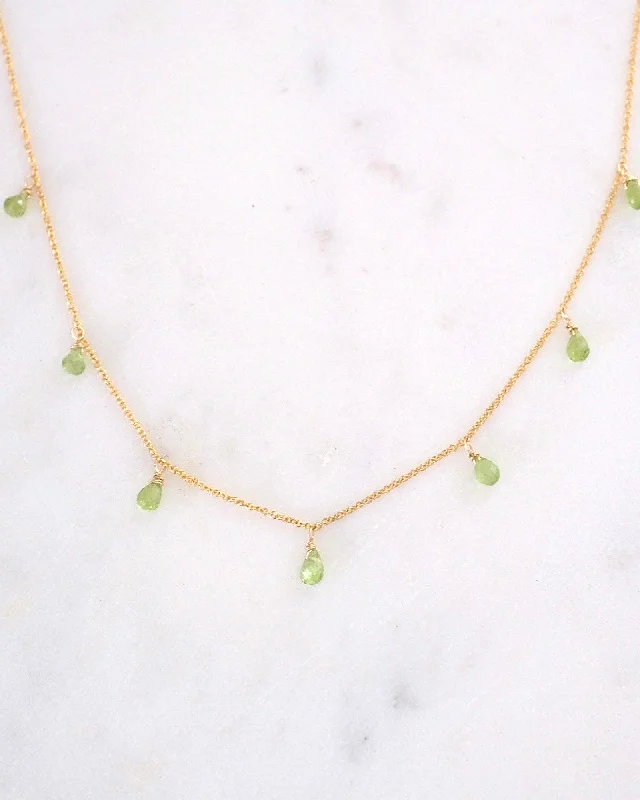 Ladies necklaces designer label -Petite Peridot Princess Necklace