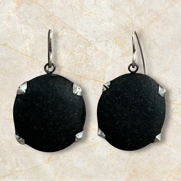 ladies earrings packaging-Prong Set Basalt earrings