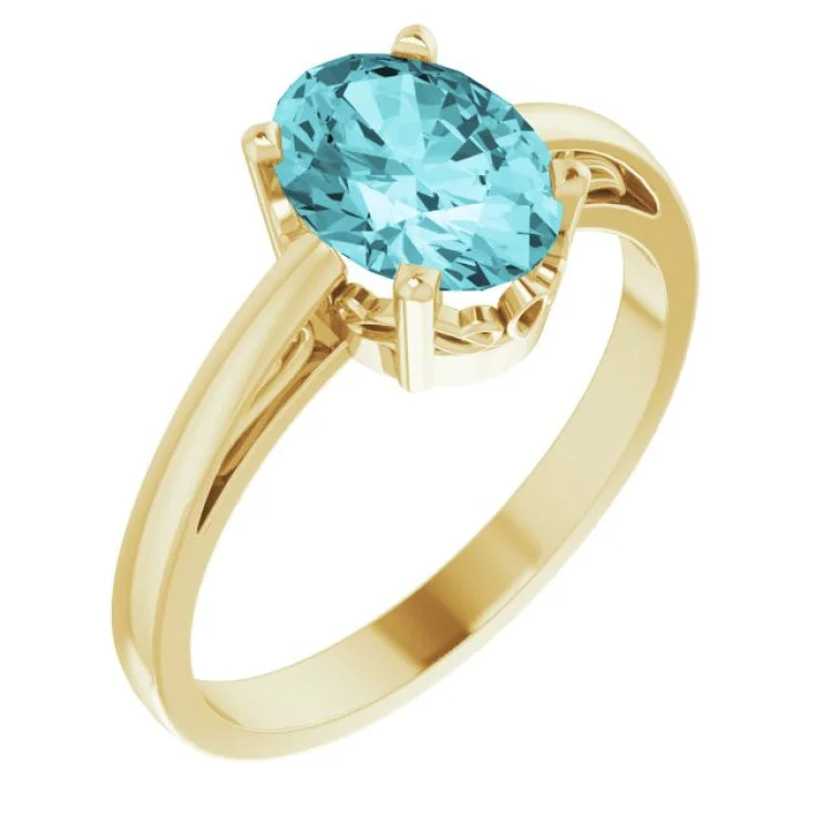 ladies rings edwardian-14K Yellow Natural Blue Zircon Solitaire Ring