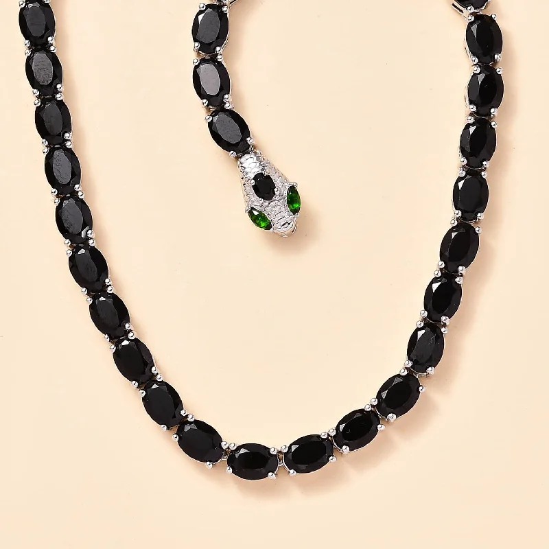 Ladies necklaces sister shine -Black Spinel and Chrome Diopside Necklace