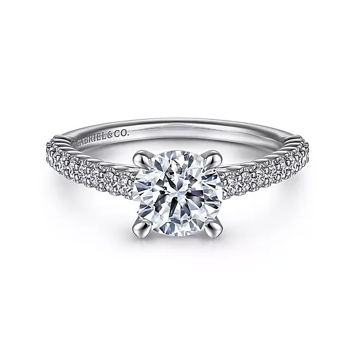 ladies engagement rings star-Emberlyn - 14K White Gold Round Diamond Engagement Ring