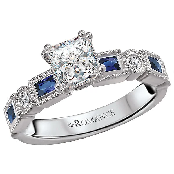 ladies rings evening-Sapphire and Diamond Semi-Mount Ring