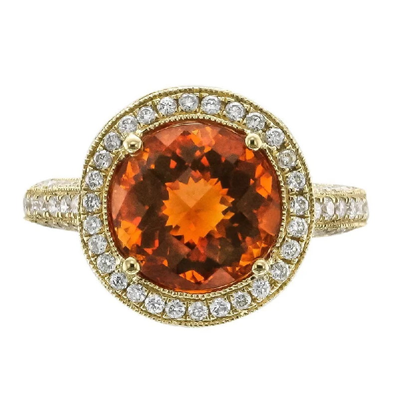 ladies rings online shop-JULEVE 18KT YELLOW GOLD 4.26 CT CITRINE AND 1.15 CTW DIAMOND RING