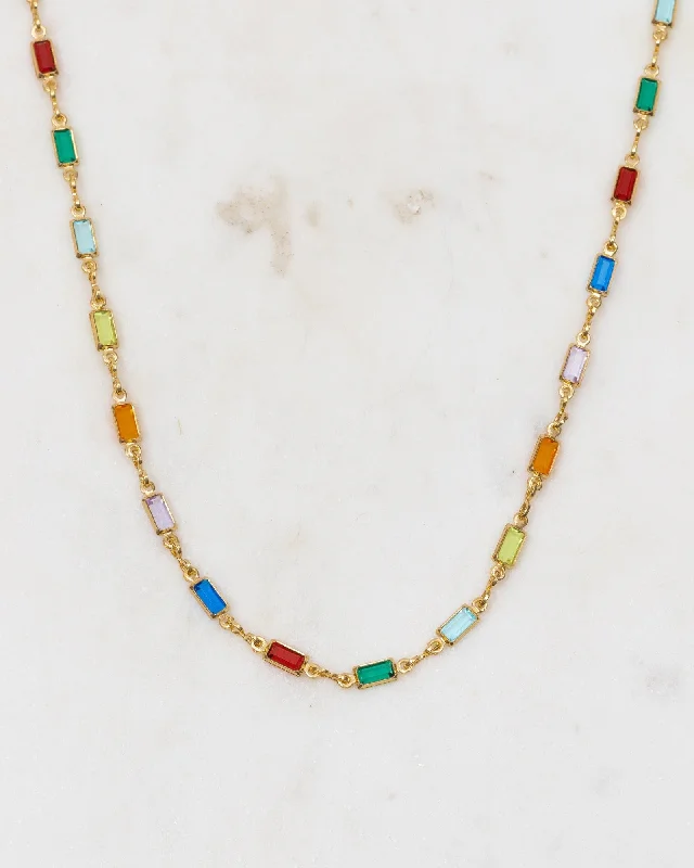 Ladies necklaces raw gemstone -Dione Colourful Gold Necklace