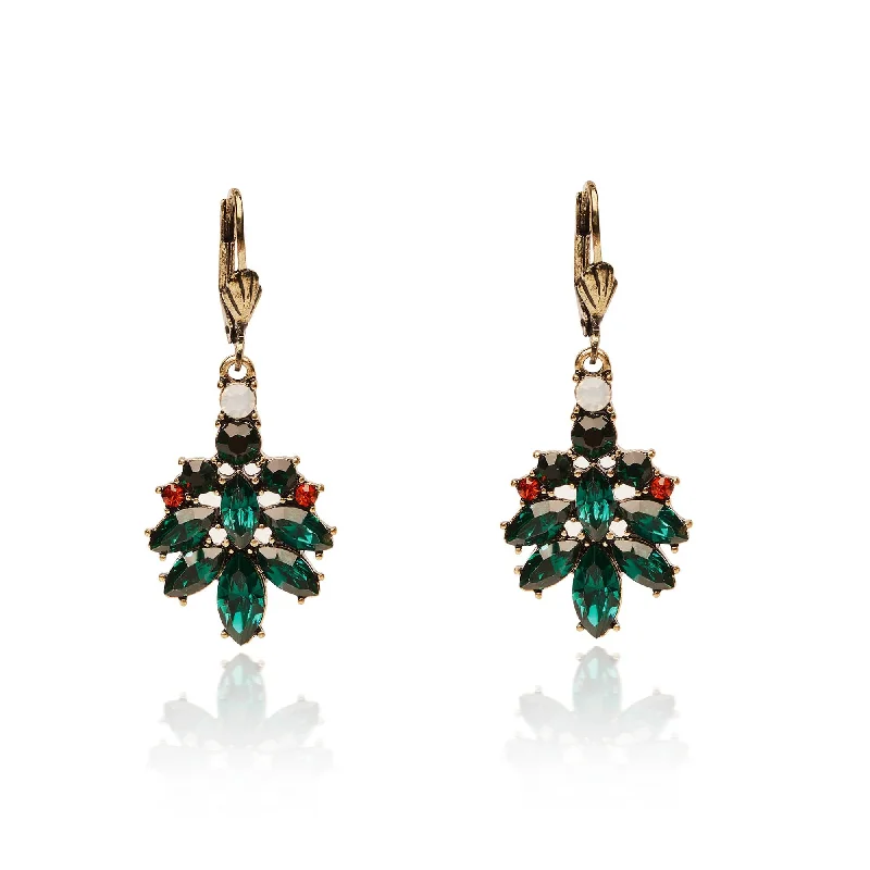 ladies earrings collectible-Novelty Christmas Tree Earrings: Dangle Earrings Green