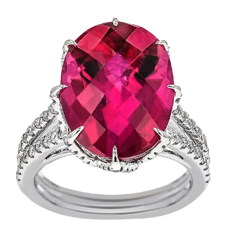 ladies rings everyday wear-Juleve 18KT Gold 10.64 CT Rubellite & .93 CTW Diamond Ring