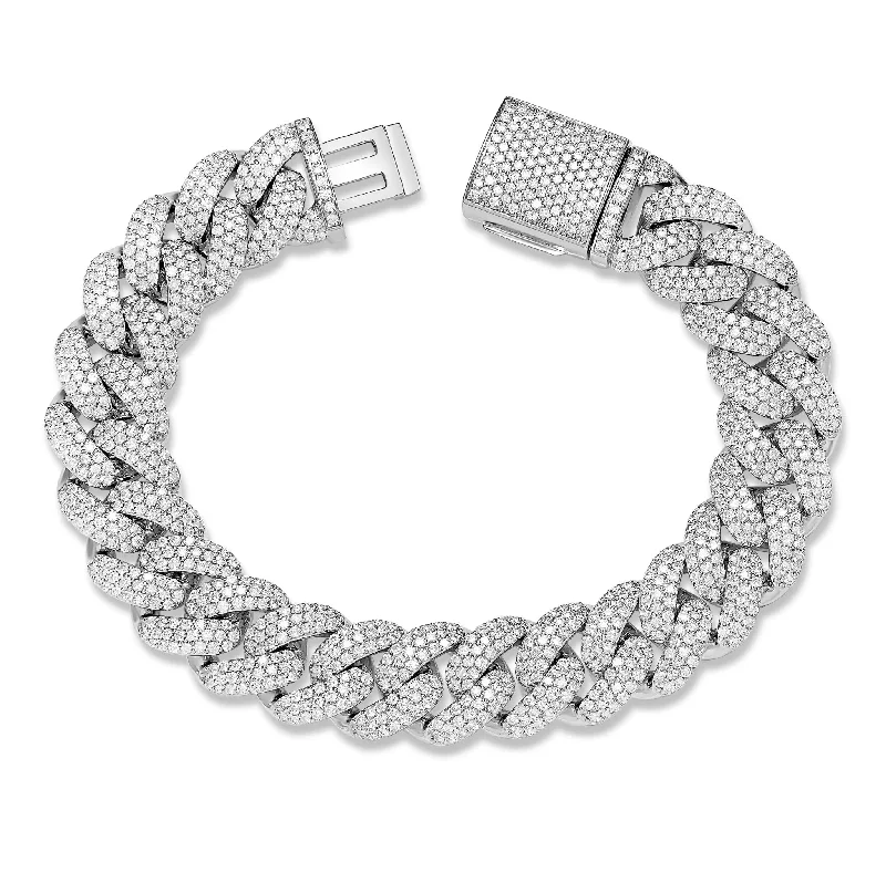 Ladies bracelets spirit shine -10K White Gold 22.95ct Prong set Diamond 8mm Cuban Bracelet