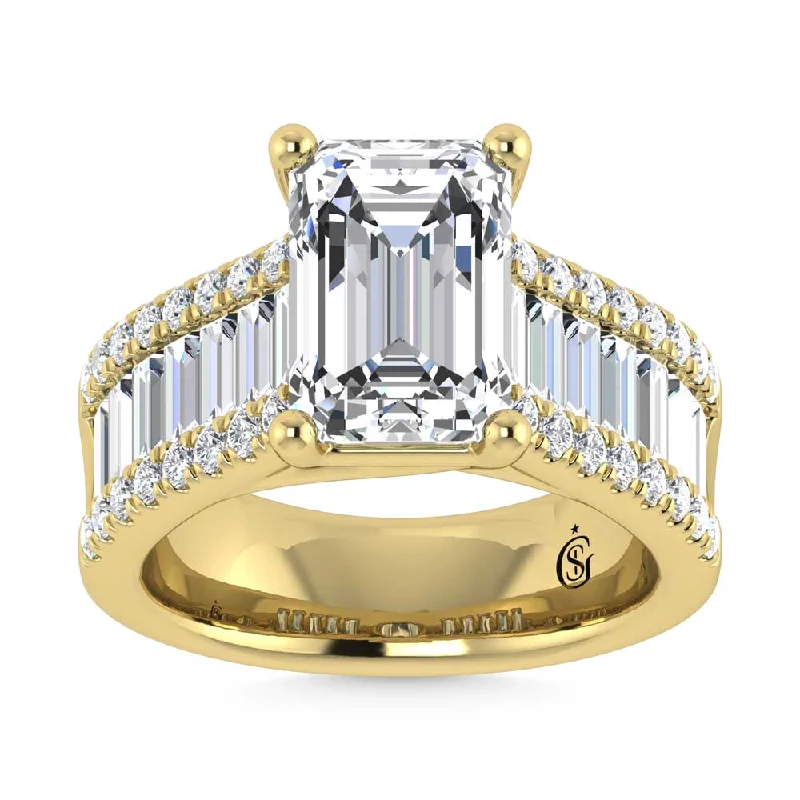 ladies engagement rings thin-14K Yellow Gold Lab Grown Diamond 4 1/6 Ct.Tw. Engagement Ring