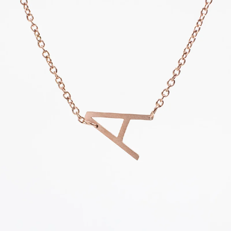 Ladies necklaces celestial shine -Asymmetrical Rose Gold Initial Necklace