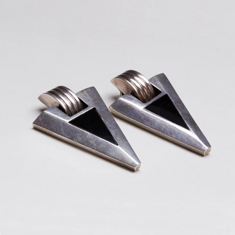 ladies earrings symbolic-Vintage Mexican Silver Stud Earrings