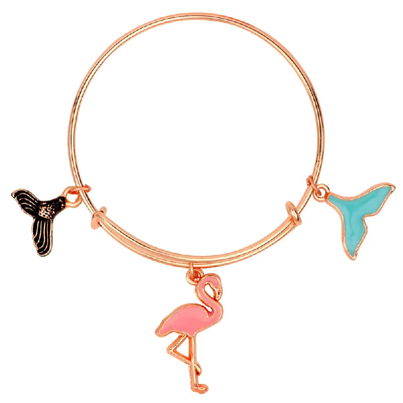 Ladies bracelets trillion shine -Mahi Rose Gold Plated 3 Wonderful and Colorful Meenakari Work Charms Kids Bracelets (BRK1100866Z)