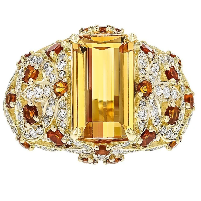 ladies rings chic-JULEVE TOPAZ, CITRINE & DIAMOND FLORAL RING