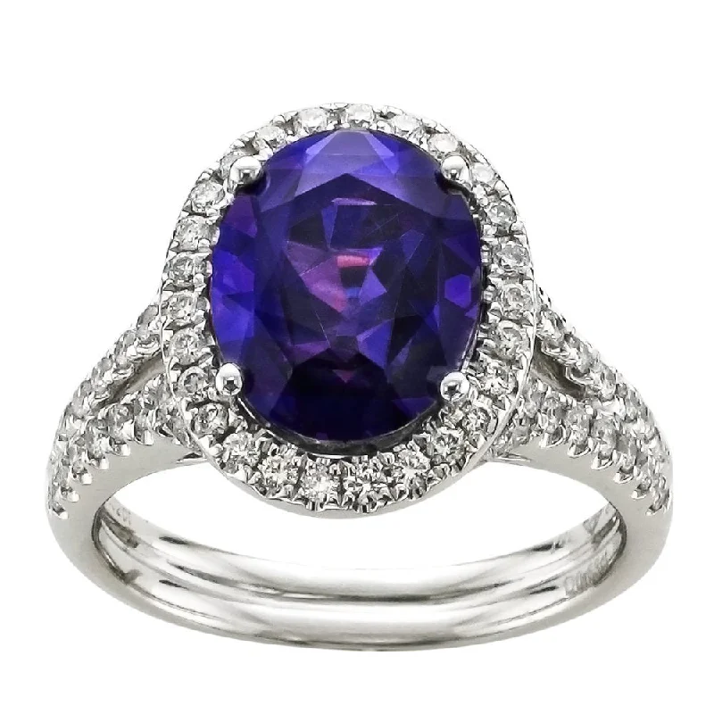 ladies rings same day delivery-JULEVE 18KT GOLD COLOR CHANGING PURPLE-BLUE SAPPHIRE RING