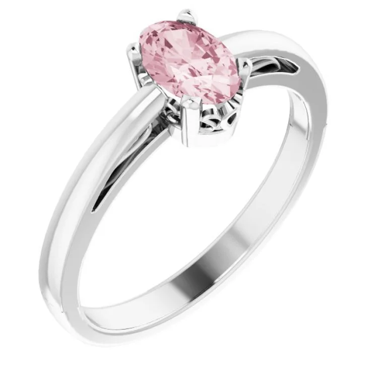 ladies rings gift box-14K White Natural Morganite Solitaire Ring