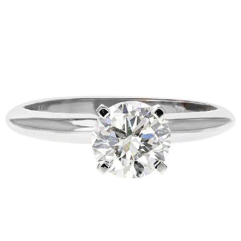 ladies rings princess-14KT WHITE GOLD 1CT ROUND DIAMOND SOLITAIRE RING