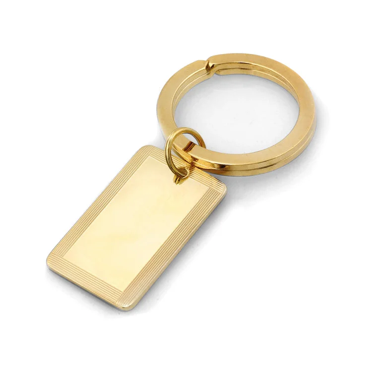 ladies rings easy wear-Gold Finish Polished Engine-Turned Key Ring