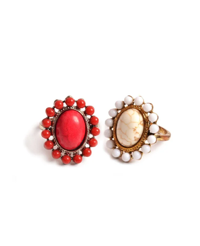 ladies rings affordable-Marble Stone Ring