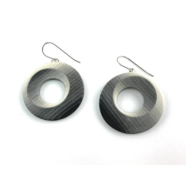 ladies earrings trendy-Large Opart Earrings Grayscale