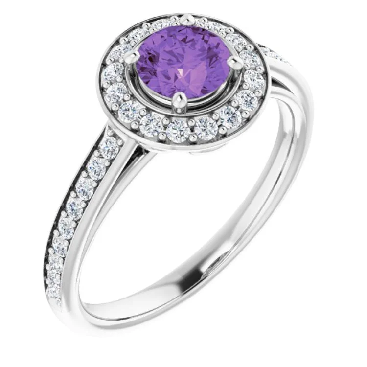 ladies rings petite-Platinum Natural Amethyst & 1/3 CTW Natural Diamond Ring