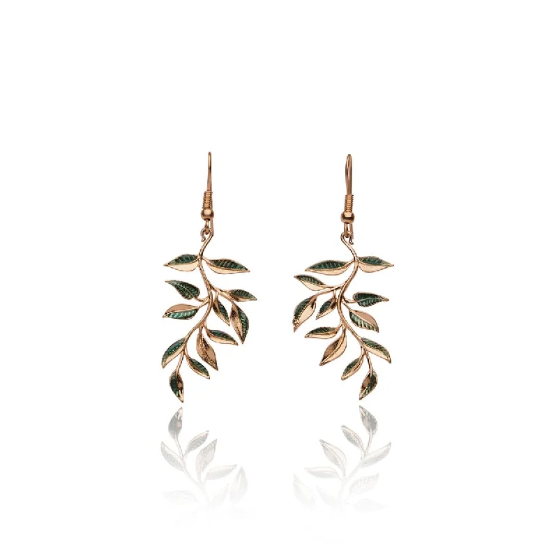 ladies earrings edwardian-Leaf Drop Earrings: William Morris Inspired Vintage Leaf Drop Earrings