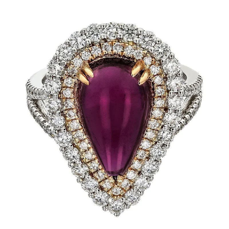 ladies rings colorful-Juleve 18KT Two-Tone Gold 4.76 CT Rubellite & 1.34 CTW Diamond Ring