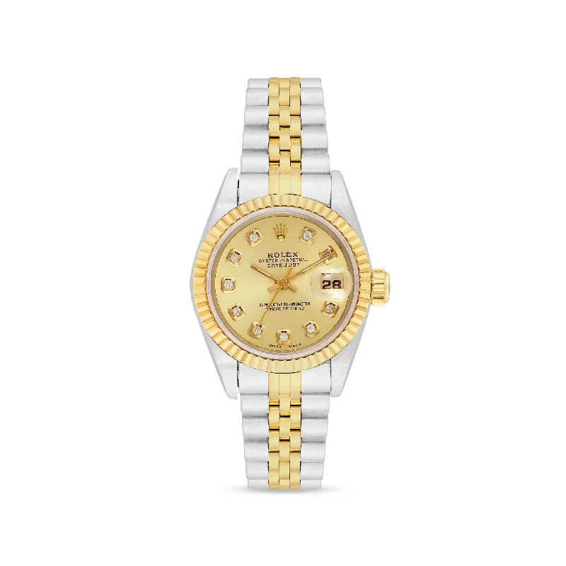 Ladies bracelets water glow -Rolex Lady Datejust 68273 31mm champagne diamond dial with two-tone Jubilee bracelet