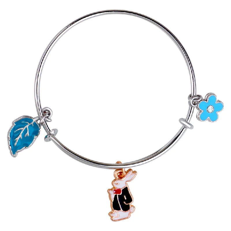 Ladies bracelets romance shine -Mahi Rabit Floral & Leaf Shaped Enamel Work Charms Kids Bracelets for Girls (BRK1100953M)