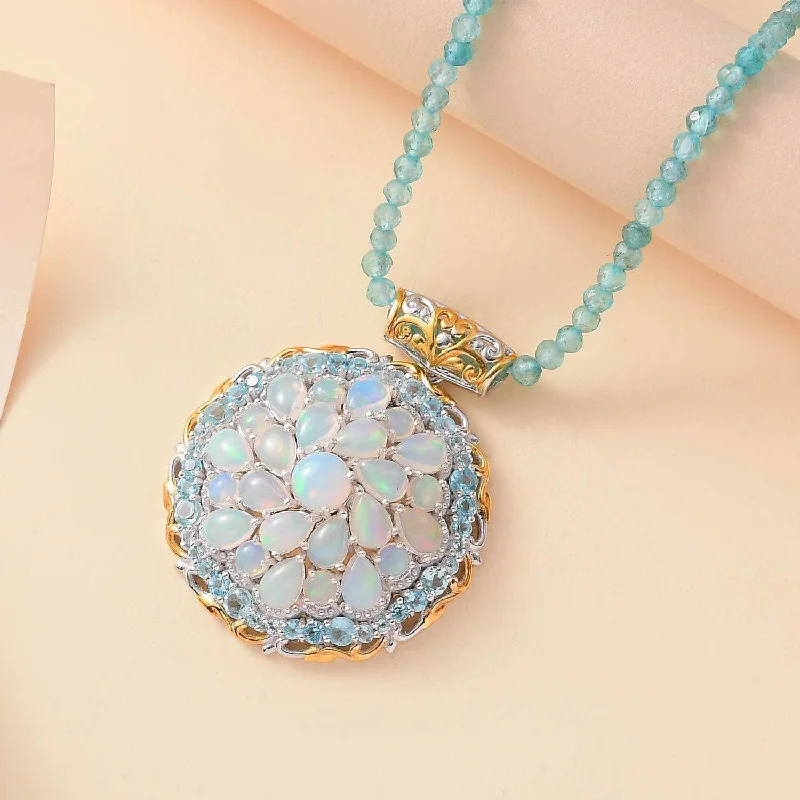 Ladies necklaces wedding day -Celestial Garden Pendant with Beaded Necklace