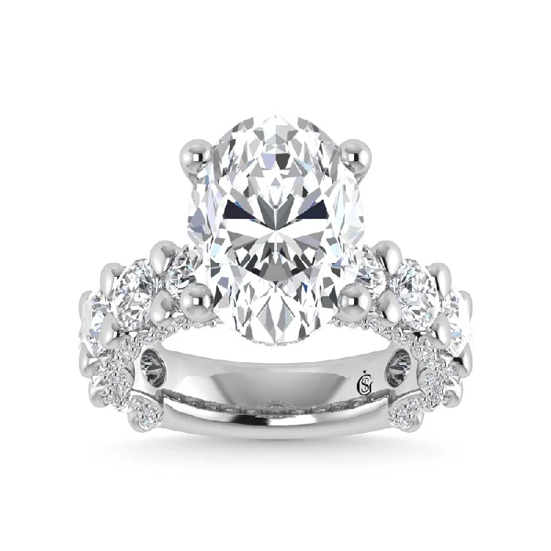 ladies engagement rings radiant-14K White Gold Lab Grown  Diamond 9 1/6 Ct.Tw. Victoria Engagement Ring