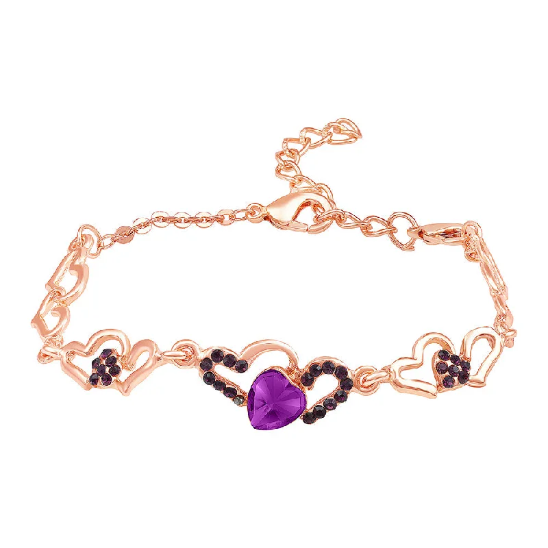 Ladies bracelets nordic glow -Mahi Valentine Special Lovely Purple Heart Link Bracelet with Glittering Crystal stones for Girls (BR1100485ZPur)